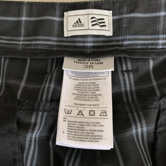 Adidas Plaid Striped Flat Front Cargo Casual Shorts - Picture 6 of 10